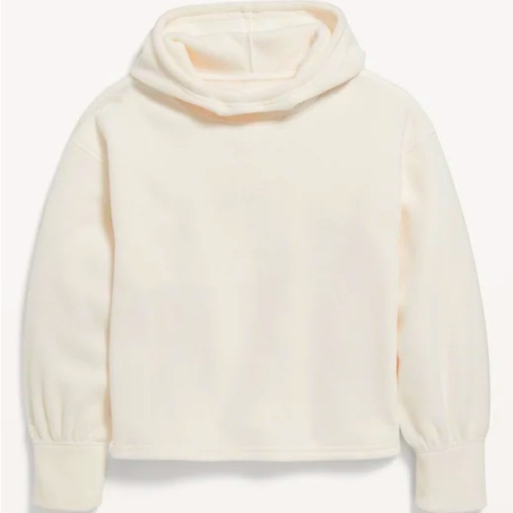 Girls Old Navy hooded microfleece white pullover sweater, Size M (8)